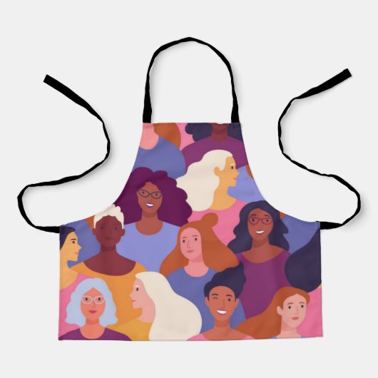 Diverse Mädchen Nahtloses Muster Design Schürze (Vorderseite)