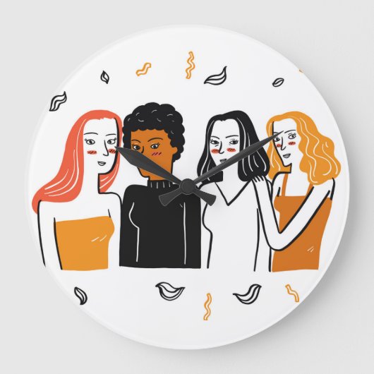 Diverse Mädchen, verschiedene Nationalitäten zusam Große Wanduhr (Vorderseite)