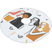 Diverse Mädchen, verschiedene Nationalitäten zusam Polyester Weihnachtsbaumdecke (Schrägansicht)