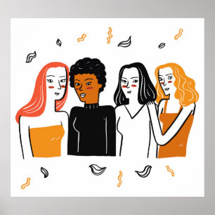 Diverse Mädchen, verschiedene Nationalitäten zusam Poster