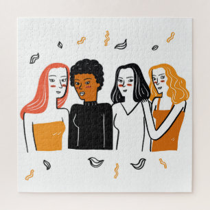 Diverse Mädchen, verschiedene Nationalitäten zusam Puzzle