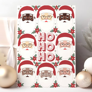 Diverse Santa Faces Ho Ho Ho Weihnachten