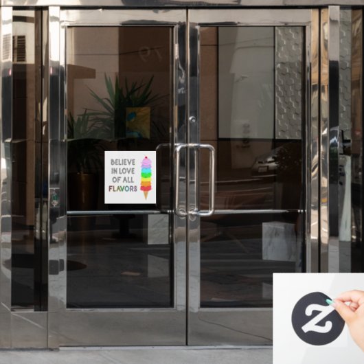 Diversity Eiscreme-Liebe aller Aromen Zitat Fensteraufkleber (Büro Tür)