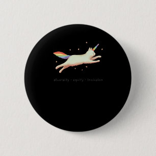 Diversity Equity Inclusion mit Unicorn Cat Sticke Button