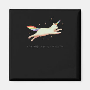 Diversity Equity Inclusion mit Unicorn Cat Sticke Magnet