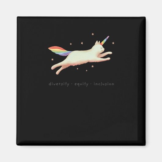 Diversity Equity Inclusion mit Unicorn Cat Sticke Magnet (Vorne)