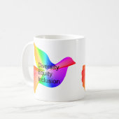 Diversity Equity Inklusion mit Regenbogenohr Kaffeetasse (Vorderseite Links)