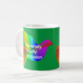 Diversity Equity Inklusion mit Regenbogenohr Kaffeetasse (Vorderseite Links)