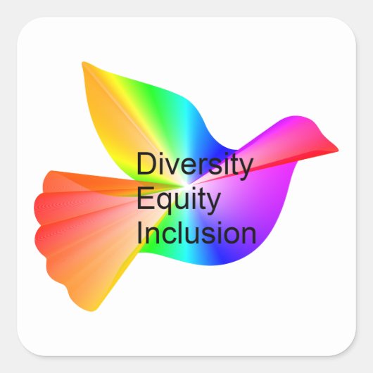 Diversity Equity Inklusion mit Regenbogenohr Quadratischer Aufkleber (Vorderseite)
