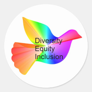 Diversity Equity Inklusion mit Regenbogenohr Runder Aufkleber