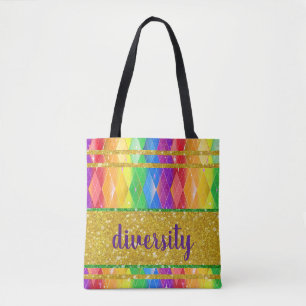 Diversity Glitzer Regenbogen Gay Pride Raute Tasche