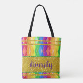 Diversity Glitzer Regenbogen Gay Pride Raute Tasche (Rückseite)