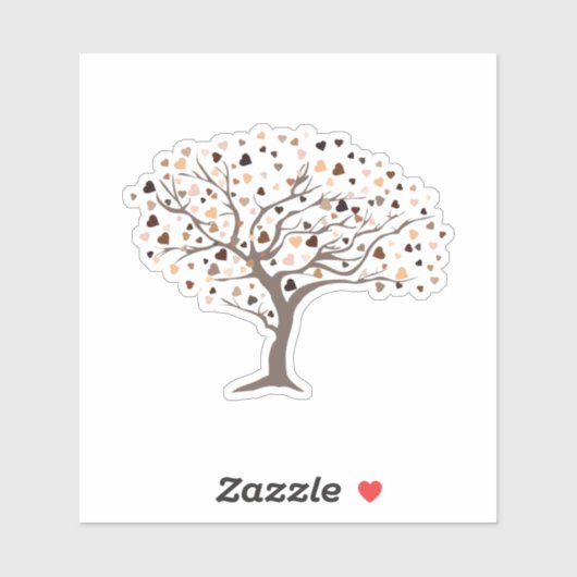 Diversity Herz Baumhauttöne Eine menschliche Famil Aufkleber (Blatt)