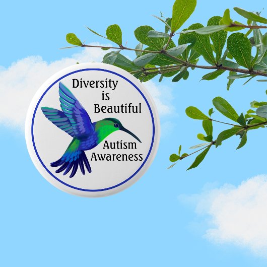 Diversity Hummingbird Autismus Sensibilisierungskn Button