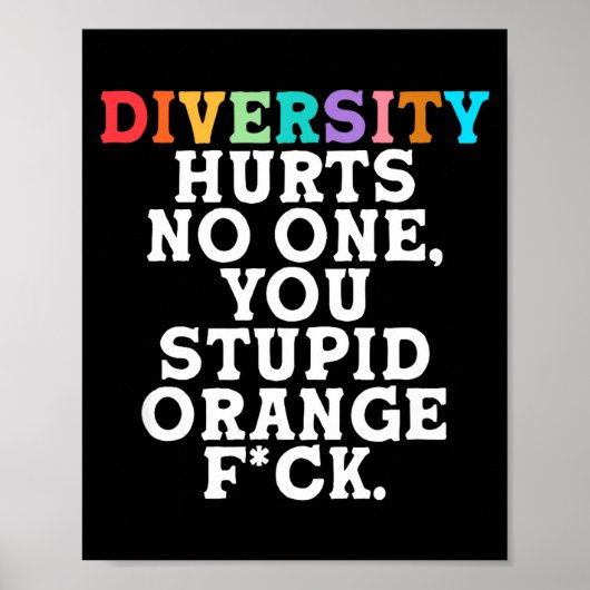 Diversity Hurts You Stud Orange Fck Funny Slogan  Poster (Vorne)