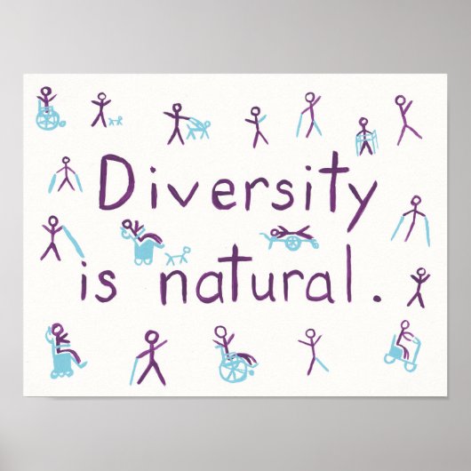 "Diversity ist natürlich" Strichmännchen Poster (Vorne)