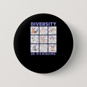 Diversity ist pawsome Niedlich Groovy Retro Vibes  Button