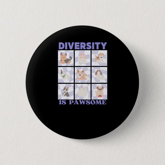 Diversity ist pawsome Niedlich Groovy Retro Vibes Button (Vorderseite)