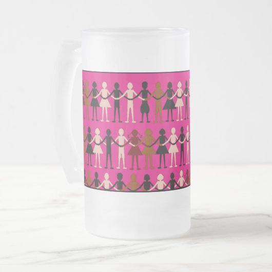 Diversity"Papierpuppen" FarbTasse Mattglas Bierglas (Vorderseite Links)