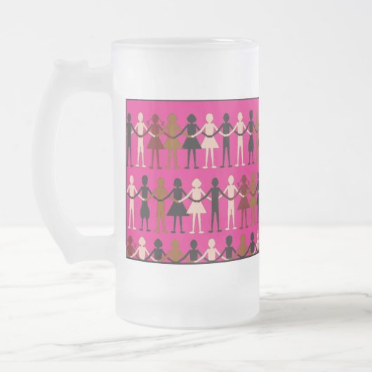 Diversity"Papierpuppen" FarbTasse Mattglas Bierglas (Links)