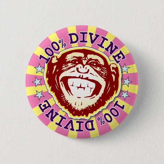 Divine 100% Funny Funky Monkey Abzeichen Button (Vorderseite)