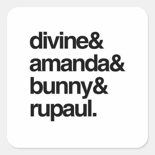 Divine Amanda Bunny und Ru Quadratischer Aufkleber (Vorderseite)