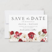 Divine Bloom: White & Red Flowers Wedding  Save The Date (Vorderseite)