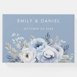 Divine Blue Gorgeous Floral Wedding Gästebuch