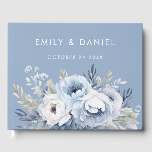 Divine Blue Gorgeous Floral Wedding Gästebuch
