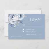 Divine Blue Gorgeous Floral Wedding RSVP Karte (Vorderseite)