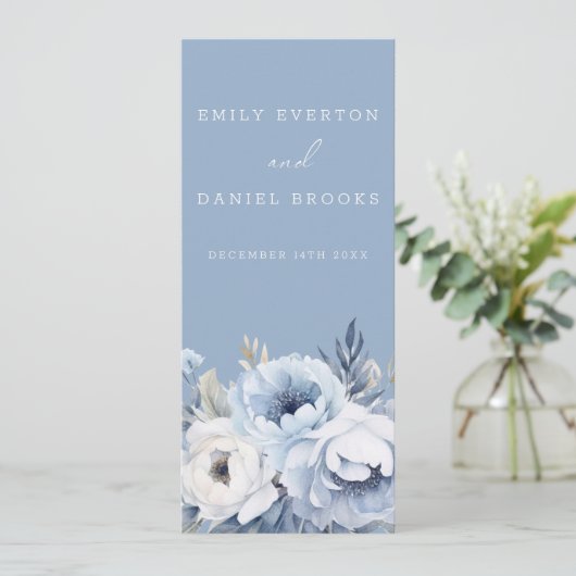 Divine Blue Gorgeous Hochzeitsprogramm (Stehend Vorderseite)