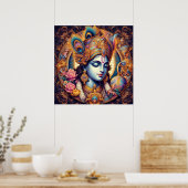 Divine Blue Krishna Art Poster (Küche)
