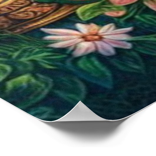 Divine Blue Krishna Flute Art Poster (Ecke)