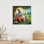 Divine Blue Krishna Flute Art Poster (Küche)