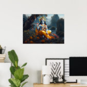 Divine Blue Lord Krishna Art Poster (Heimbüro)