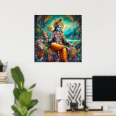 Divine Blue Spiritual Krishna Art Poster (Heimbüro)