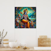 Divine Blue Spiritual Krishna Art Poster (Küche)