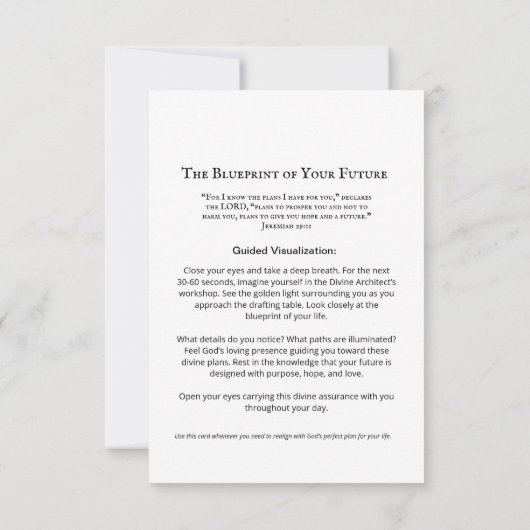 Divine Blueprint Meditation Card | Jeremiah 29:11 (Rückseite)