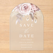 Divine Blush Floral Wedding Save The Date Acryleinladungen (Vorderseite)