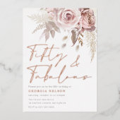 Divine Blush Rose Gold Foil 50th Birthday Party Folieneinladung (Vorderseite)