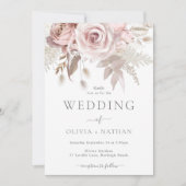 Divine Boho Blush & Dusty Rose Wedding Einladung (Vorderseite)