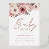 Divine Boho Blush Rose Gold Baby Dusche Folieneinladung (Vorderseite)