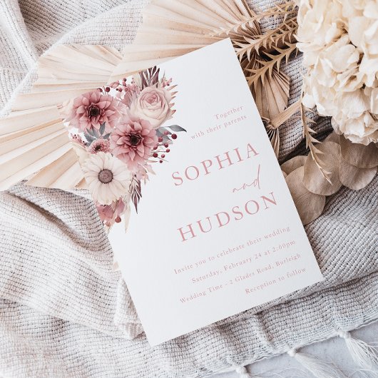 Divine Boho Blush & Rose Wedding Einladung