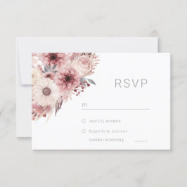 Divine Boho Blush & Rose Wedding RSVP Karte