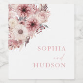 Divine Boho Blush & Rose Wedding Weinetikett (Einzelnes Label)