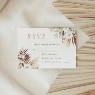 Divine Boho White Floral All Seasons Wedding RSVP Karte