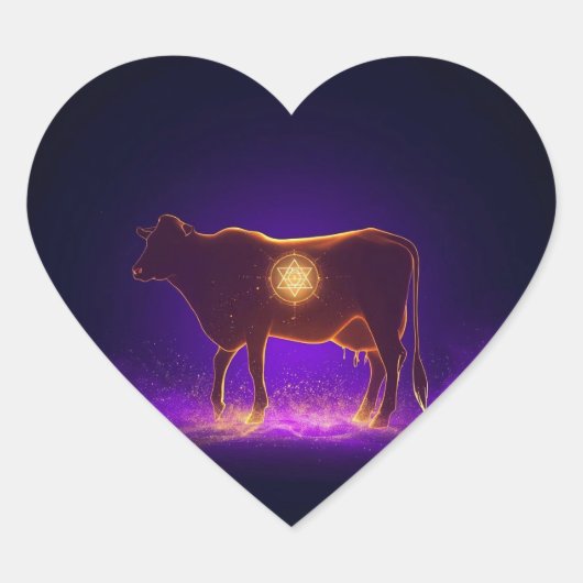 Divine Cow Silhouette | Govardhan Puja Spiritual Herz-Aufkleber (Vorderseite)