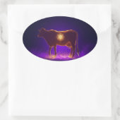 Divine Cow Silhouette | Govardhan Puja Spiritual Ovaler Aufkleber (Tasche)