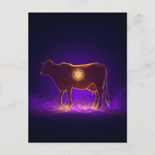 Divine Cow Silhouette | Govardhan Puja Spiritual Postkarte (Vorderseite)