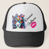 Divine Culture Neon Big Cat Graphic Snapback Hat Truckerkappe (Vorderseite)